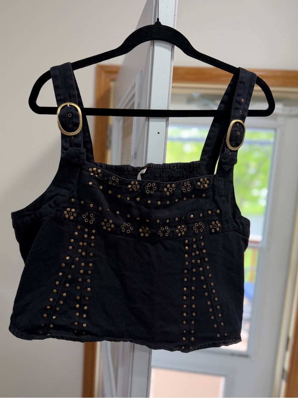 Free people Black Studded Crop Tank Top